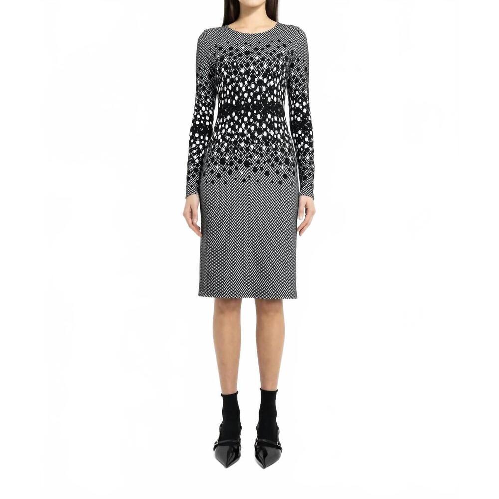 NEW NADYA TOTO winter jacquard knit dress in black/white